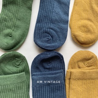 Vớ Gân Tăm Cổ Cao 5 Màu Basic Vintage