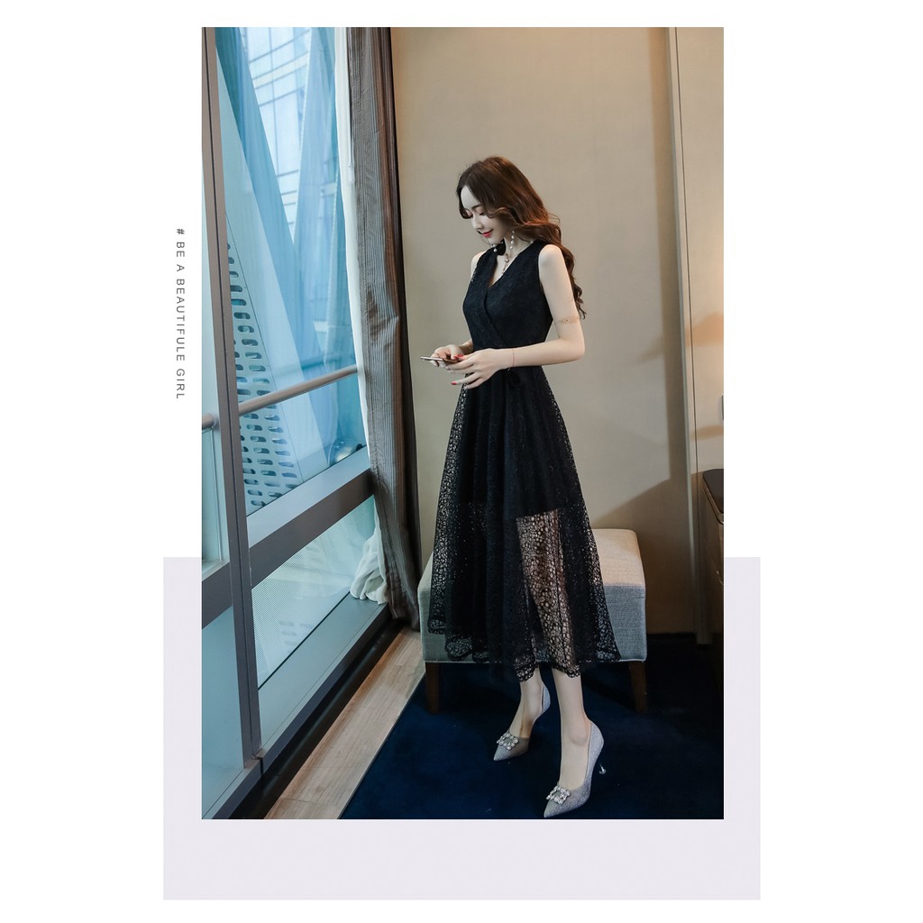 Đầm Ren Cao Cấp Sát Nách Đuôi Dài Phong Cách Hàn Quốc Mới