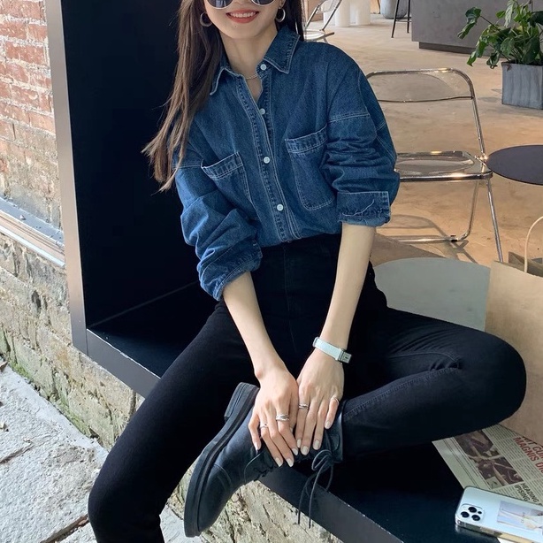 Áo Jean Phối Màu Nổi Bật Phong Cách Ulzzang G2