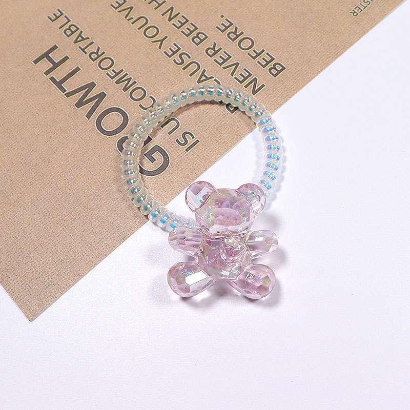 Dây buộc tóc lò xo đính gấu pha lê nhiều màu không dính tóc CT24