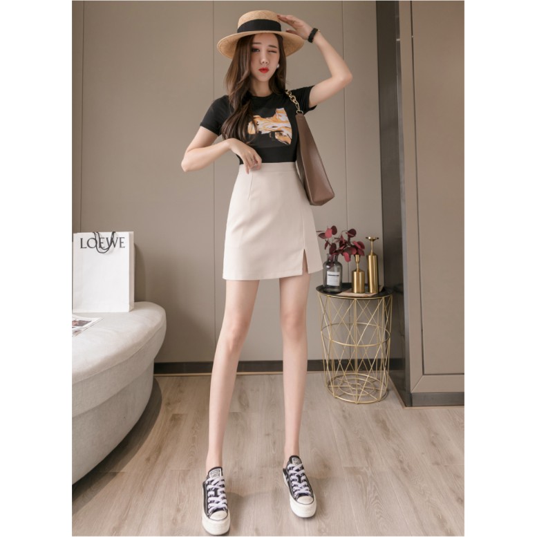 Chân Váy Ngắn Chữ A Xẻ Tà , Váy Chữ A Ngắn Công Sở Xẻ Tà trước