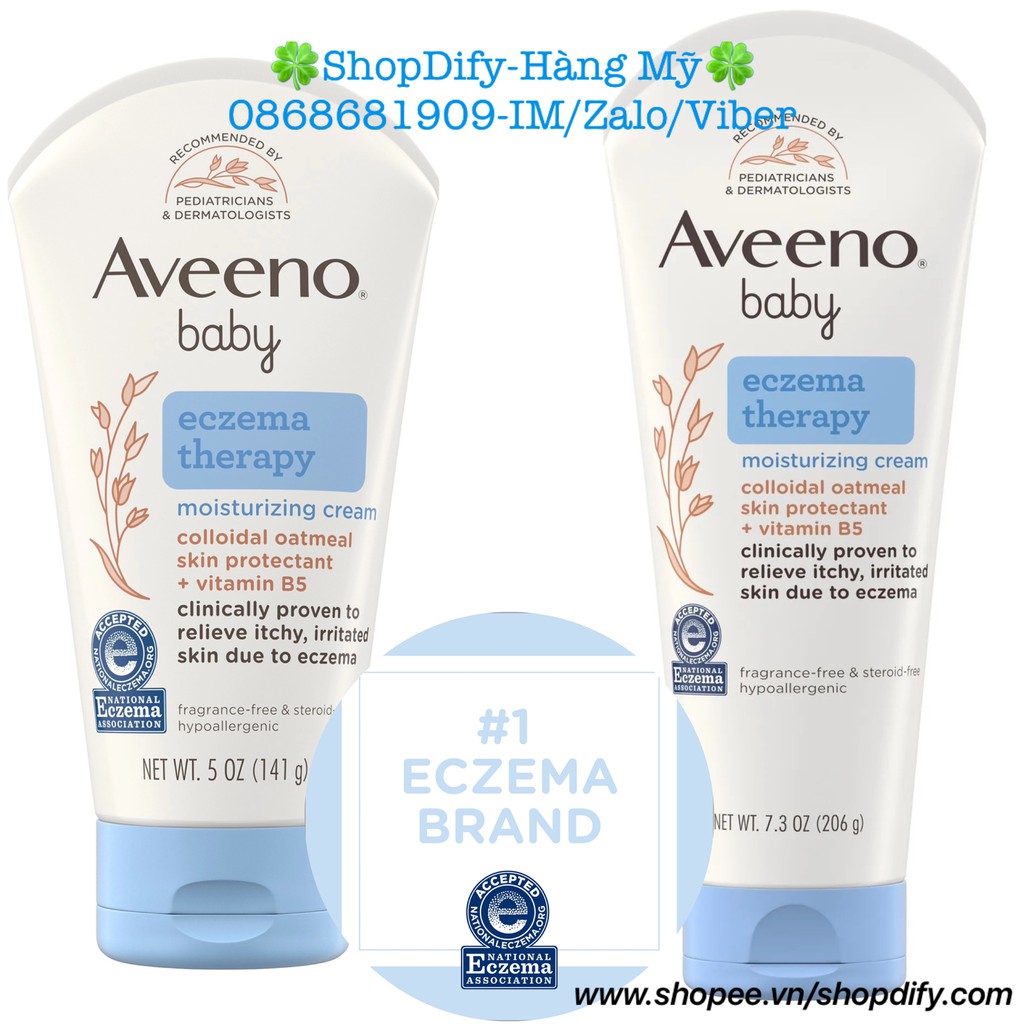 {Hàng Mỹ, Mẫu Mới} Kem Dưỡng Ẩm Trẻ Em Dành Cho Bé Bị Chàm AVEENO Baby Eczema Therapy Moisturizing Cream 141g, 206g