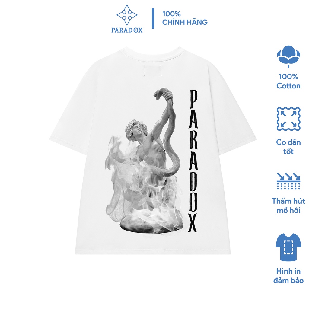 Áo thun form rộng Paradox tay lỡ - Unisex - In hình - PYTHON KILLER - Màu trắng