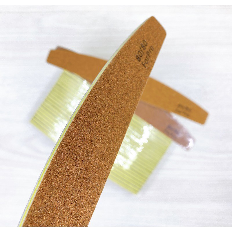 Một cây dũa móng tay giả bột đắp nhám da bò nâu chuẩn hàng xuất cao cấp độ nhám 80 hai mặt giấy nhám Mỹ