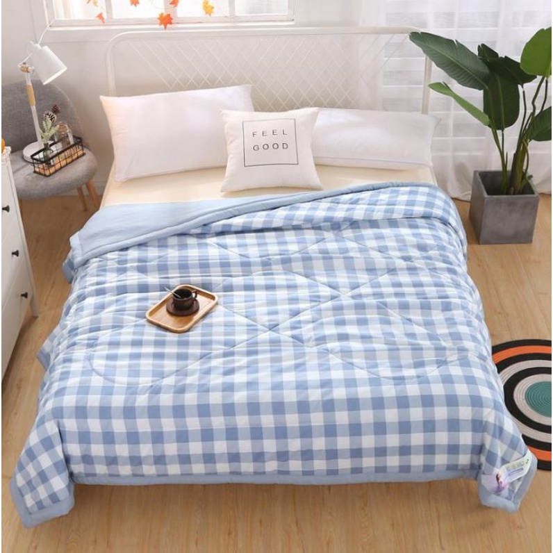 Chăn mền cotton đũi muji xuất Nhật, giao màu ngẫu nhiên,Chăn bông cotton hình ca rô 200x230cm,,,