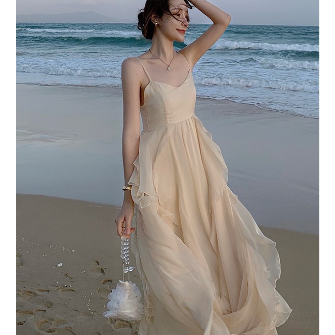 Sẵn - 𝑪𝒆𝒍𝒊𝒏𝒂 | Đầm Công Chúa 2 Dây Dáng Xòe 2 Lớp Bồng Bềnh Tiểu Thư, Đầm 2 Dây Đi Biển Xinh Xắn Hè 2022