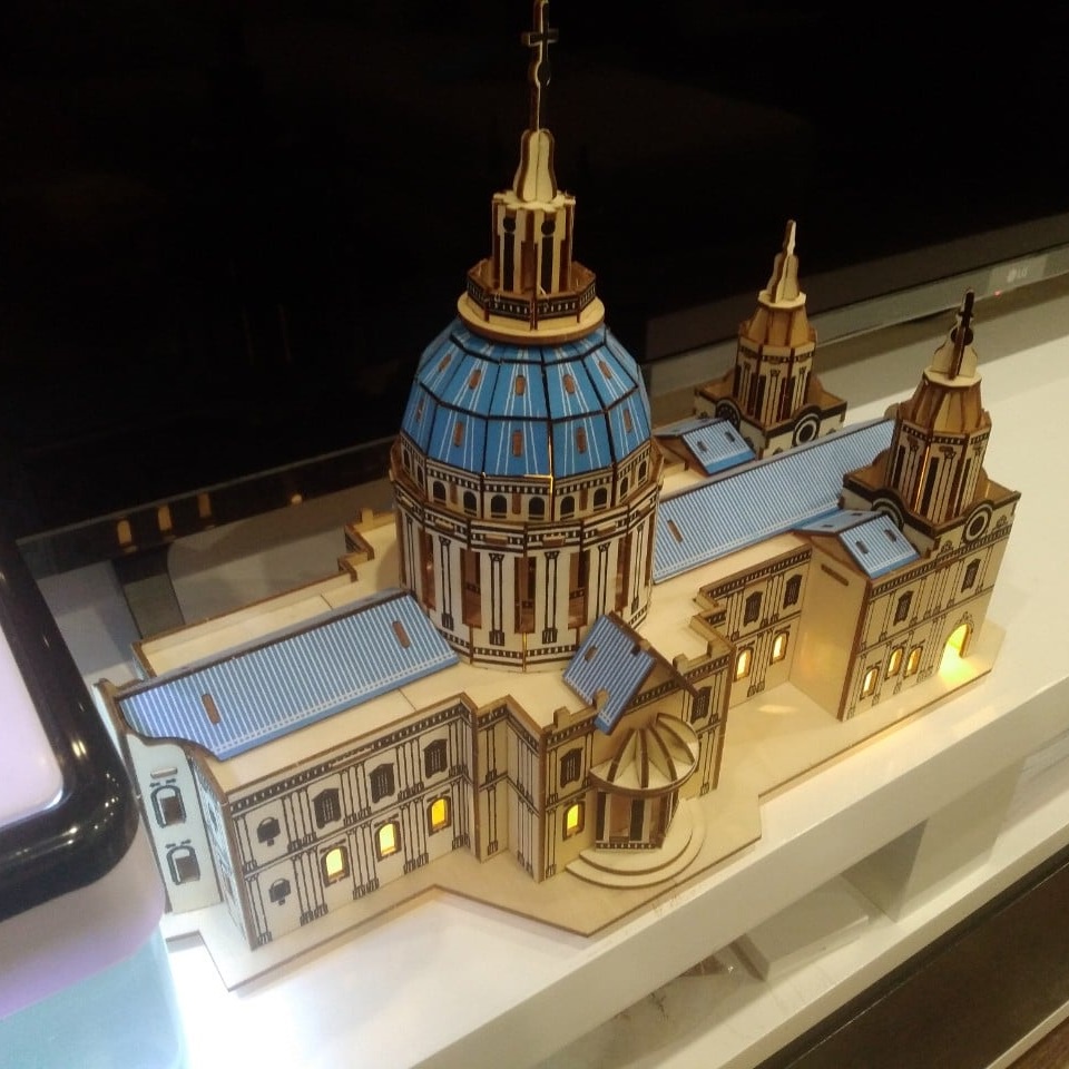 Đồ chơi lắp ghép gỗ 3D Mô hình Nhà thờ St. Paul TB-H001 Laser - Tặng kèm đèn LED