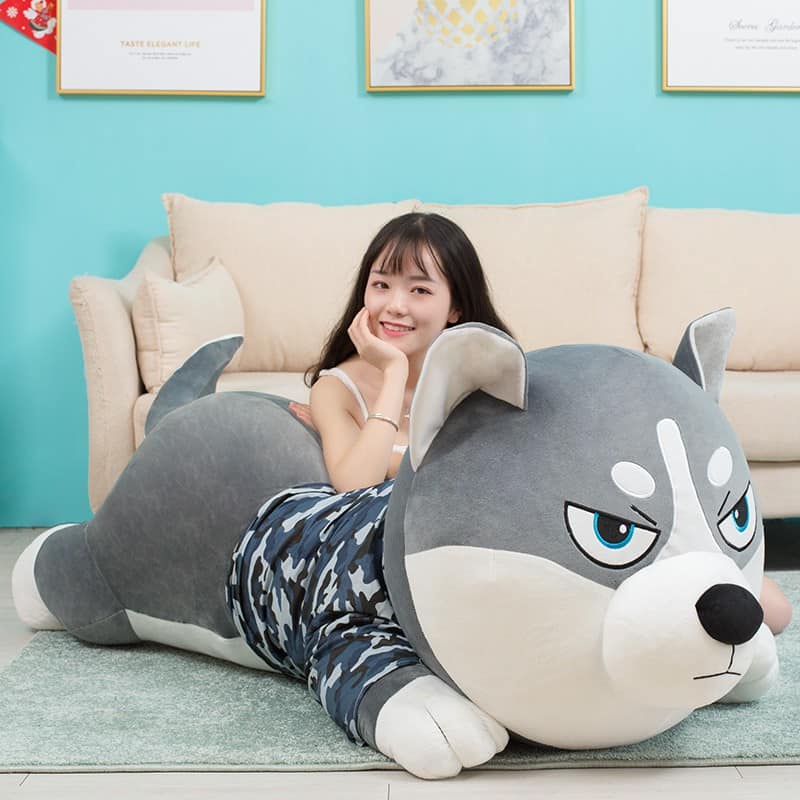 Gấu bông chó Husky khổng lồ 1m5, Gấu bông to tặng bạn gái, sinh nhật, Thú nhồi bông chó chất liệu bông gòn cao cấp