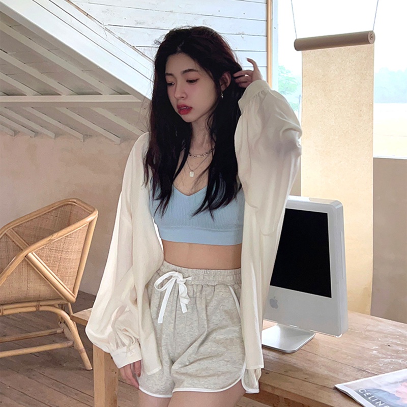 Áo Croptop Dệt Kim Hai Dây Cổ V Kẻ Sọc Thời Trang Cho Nữ
