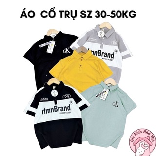 Áo phông cotton cổ trụ polo/ áo thun cổ tròn chất cotton thể thao, cá tính cho bé trai đi học đi chơi size đại