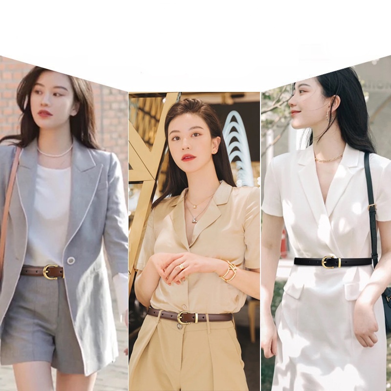 Thắt Lưng Da Bò Màu Đen Phong Cách Hàn Quốc Đơn Giản Thời Trang
