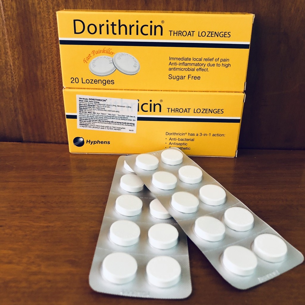 Viên ngậm Dorithricin hộp 20 viên hàng Đức