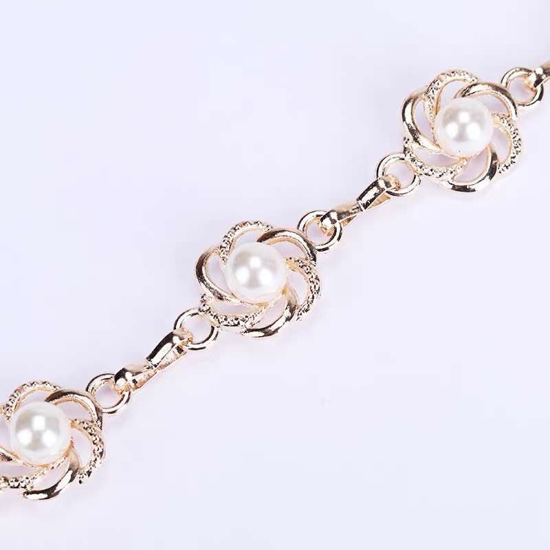 Dây xích phối ngọc trang trí thắt lưng Dây thắt váy sang chảnh