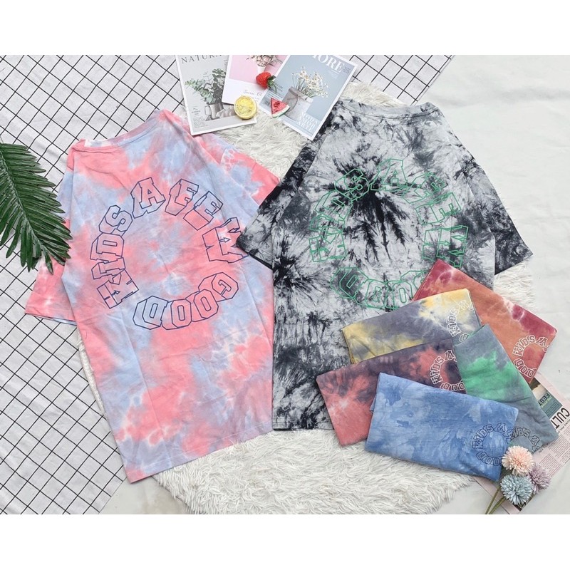 [P0111] Áo thun áo phông loang form rộng unisex KIDS vải cotton mỏng mát (Có sẵn/ảnh thật)