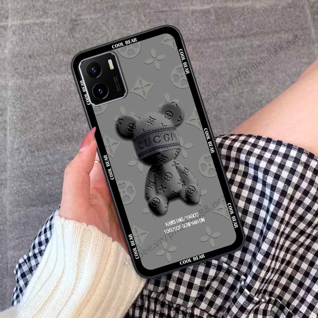 Ốp Vivo Y15s bear, k@ws thương hiệu phong cách ốp lưng thời trang cao cấp
