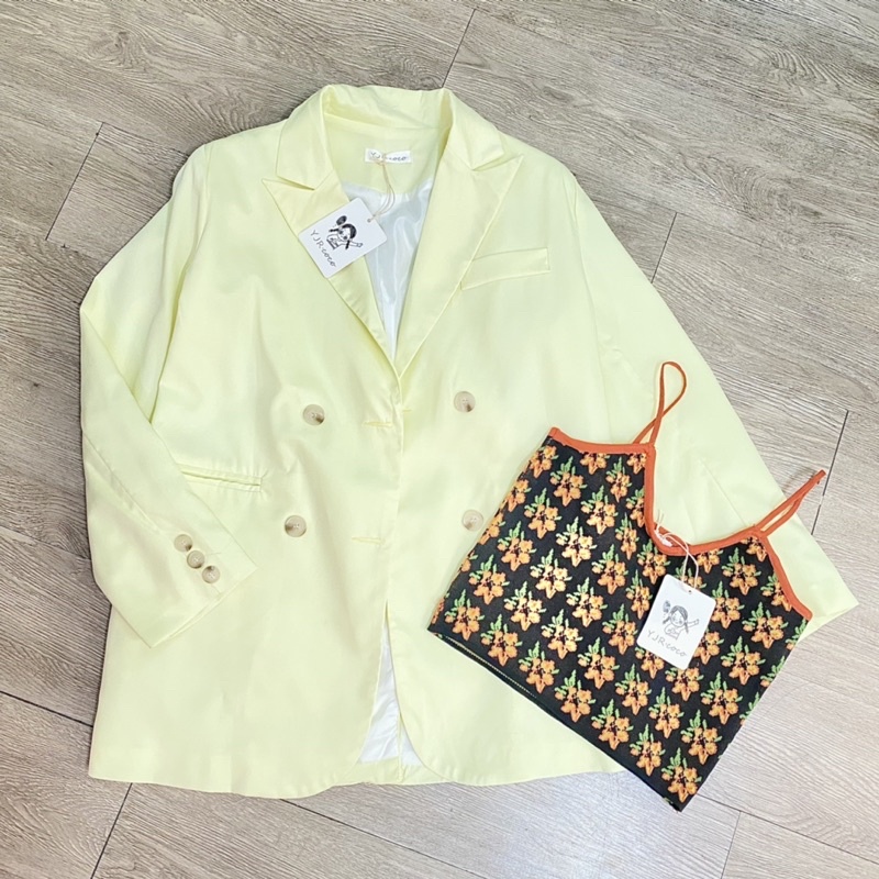 Set khoác blazer & áo dây dệt kim