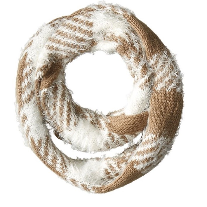 Khăn choàng cổ len nữ Steve Madden Women's Mixed-Yarn Checked Infinity Muffler (Mỹ)