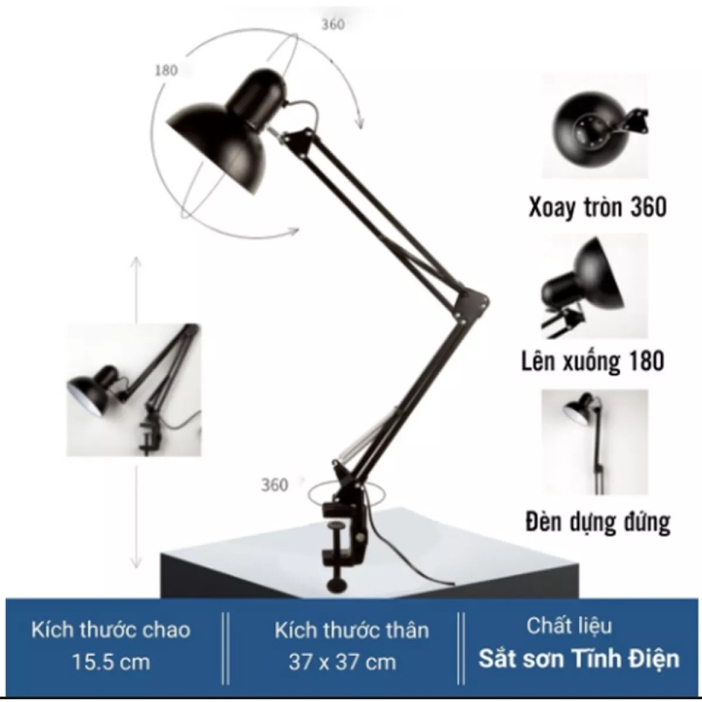 Đèn Pixar Kẹp Mặt Bàn, Đèn Học Chống Cận Thị Chống Chói Mắt Tặng Kèm Bóng