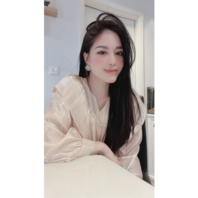 Áo sơ mi tơ óng bèo lụa bo tay