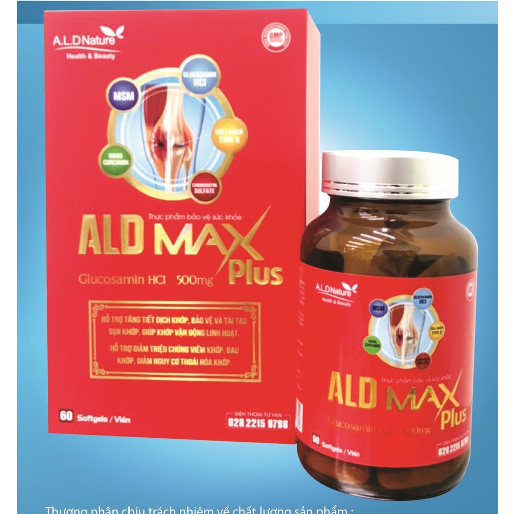 ALD MAX Plus (Chai 60 viên)- Bổ sung Glucosamin HCL 500mg, tăng tiết dịch khớp, giúp khớp vận động linh hoạt