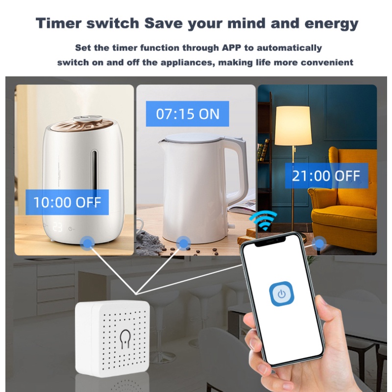 Ewelink Công Tắc Thông Minh Mini Wifi 16aa Bộ Ngắt Hỗ Trợ/Bật Điều Khiển 2 Chiều Hẹn Giờ Điều Khiển Không Dây Tương Thích Với Alexa Google Home Màu Trắng.