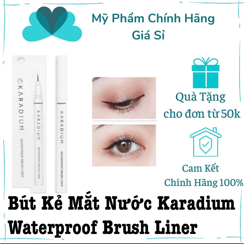 Kẻ Mắt Karadium Waterproof Brush Liner Black - Trắng