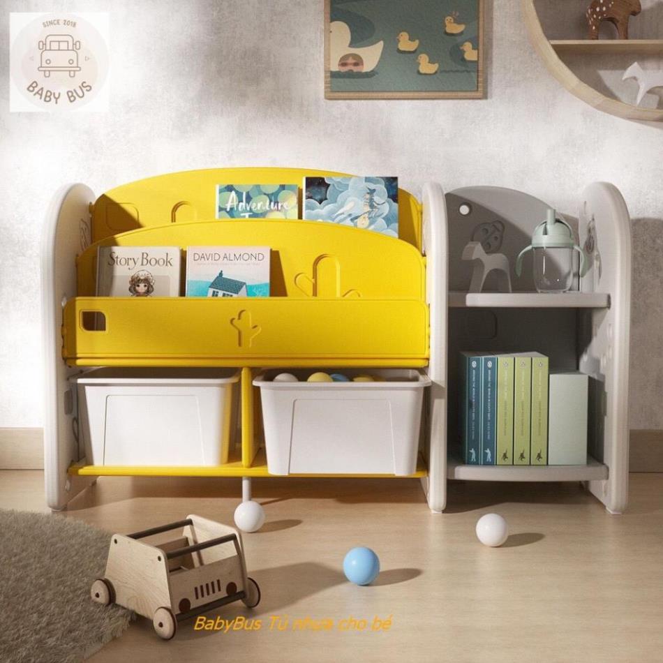 Kệ đồ chơi Baby Bus kèm giá sách trang trí phòng cho bé, kệ ghép giá sách hàng cao cấp