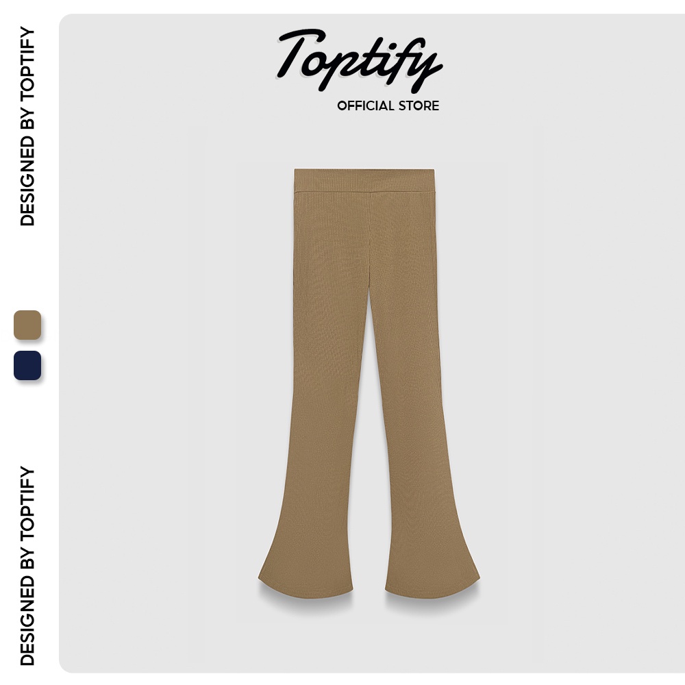 Quần thun nữ ống loe dáng dài TOPTIFY trơn kiểu dáng basic Flared Pants Q16