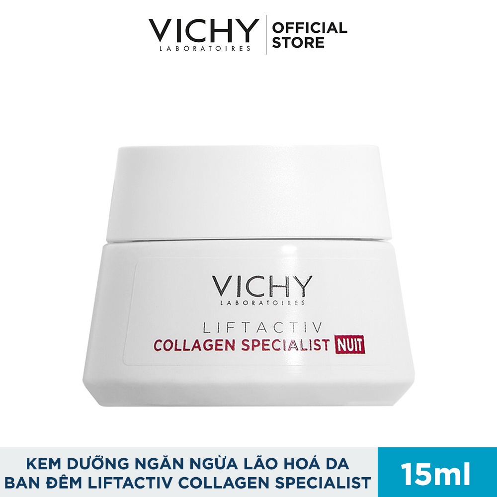 Bộ kem dưỡng giúp sáng da, mờ thâm nám ban đêm Vichy Liftactiv Collagen Specialist nuit 50ml + 15ml x3