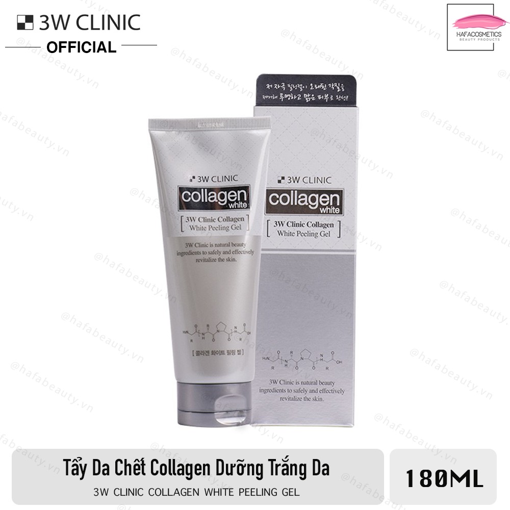 Gel tẩy da chết collagen dưỡng trắng da 3W Clinic Collagen White Peeling Gel 180ml - HAFA STORE