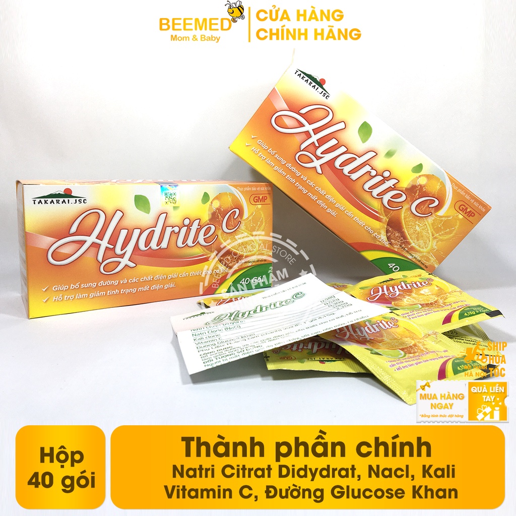 Oresol Hydrite C bù nước và chất điện giải, dùng sau khi chơi thể thao, bị sốt, mất nước , giải khát Tarakai -Hộp 40 gói