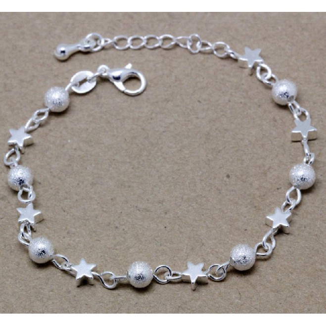 Lắc tay Ngôi Sao bi bạc 925 Ý xinh xắn sale giá rẻ