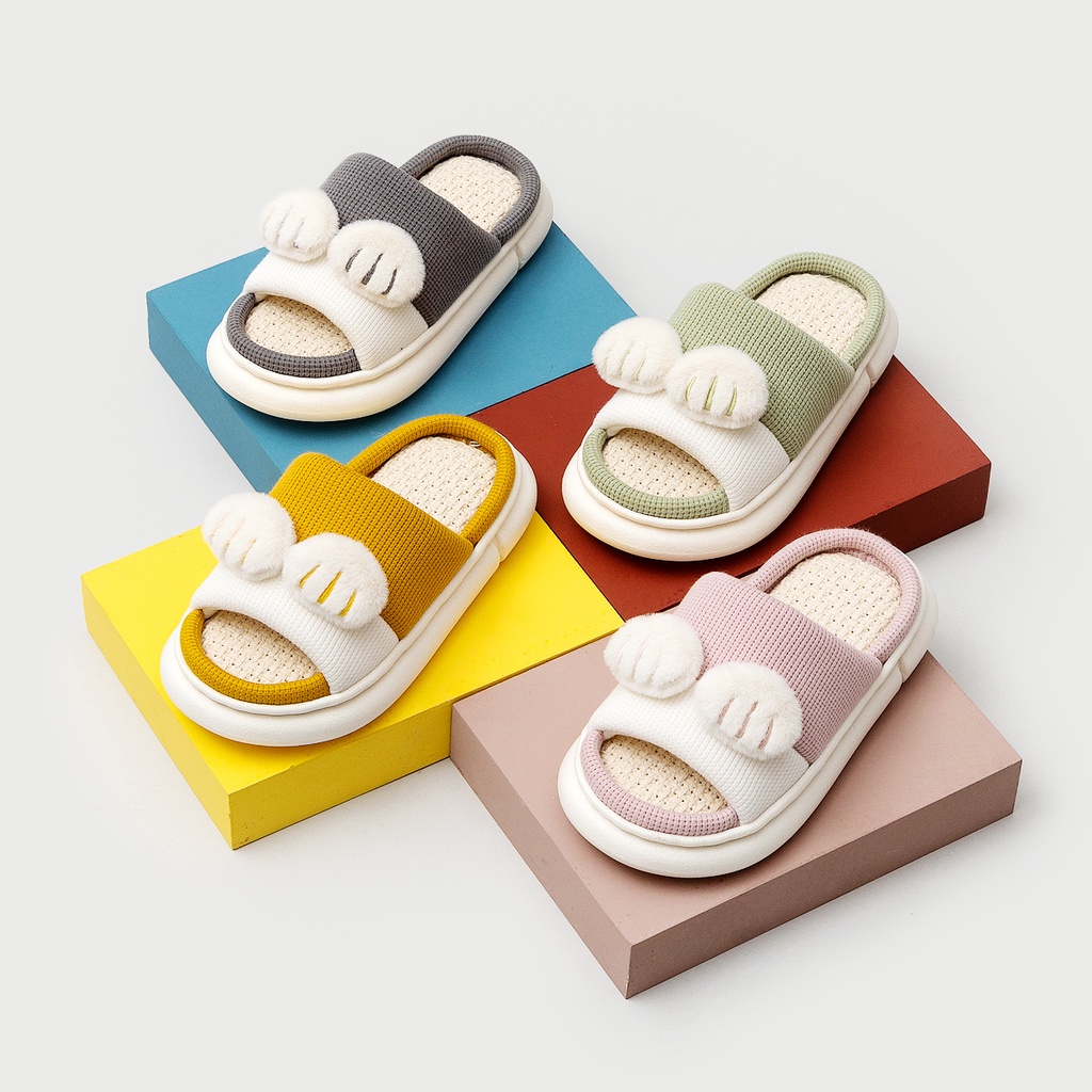 Dép CHEERFUL MARIO cotton lanh đi trong nhà chống trượt thời trang mới 2022 cho bé trai bé gái