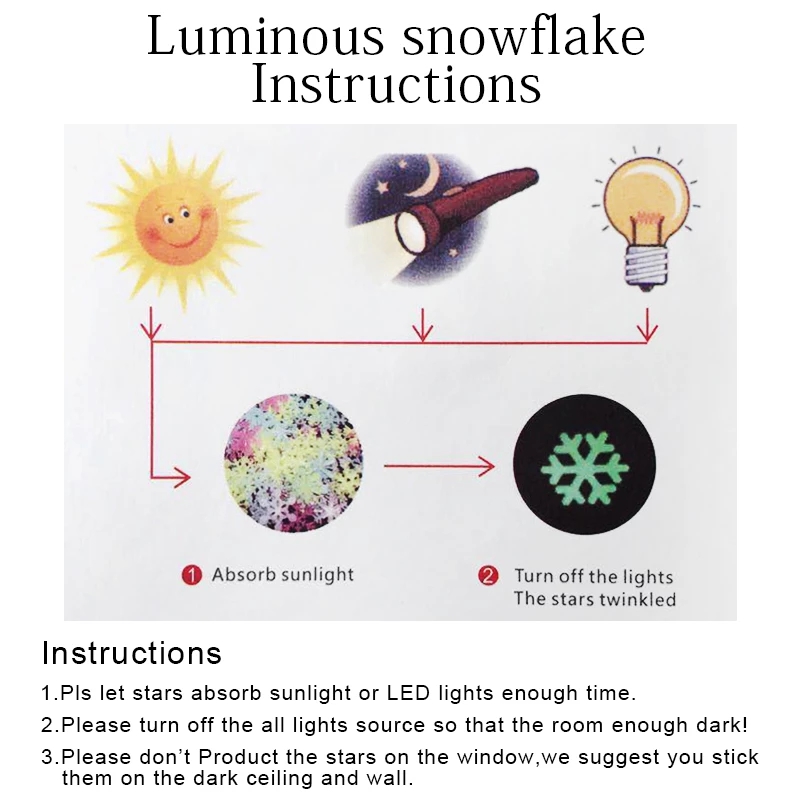 Set 50 Miếng Dán Tường Hình Bông Tuyết Dạ Quang 3d Tiện Dụng