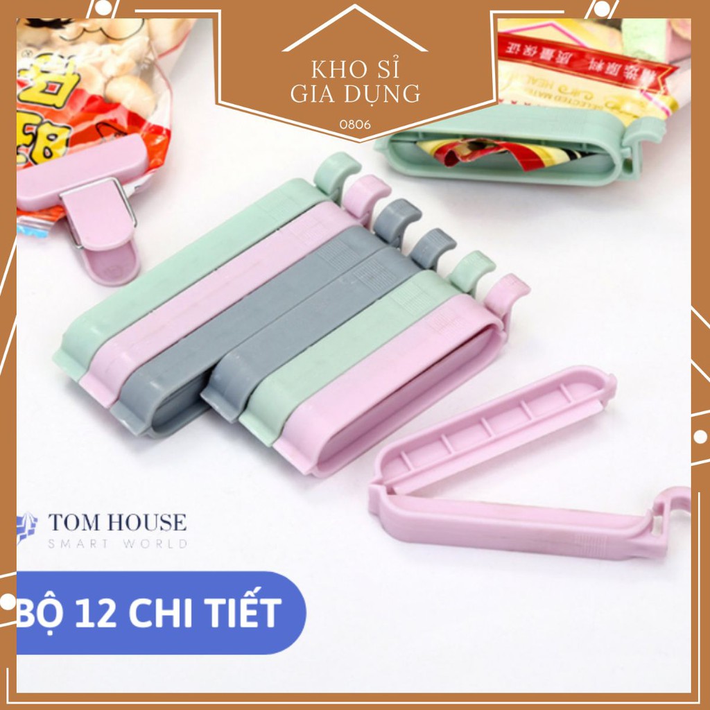 Một Bộ Kẹp Khóa Miệng Túi 12 Chi Tiết Loại Nhỏ Đến Lớn Nhỏ Xinh Nhiều Màu Sắc - Khosigiadung0806 🥡