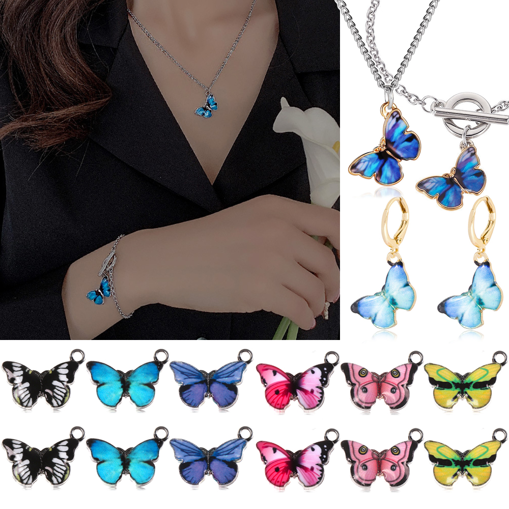 HANDMADE BUTTERFLY CHARMS Set 10 Mặt vòng cổ Hình Bướm