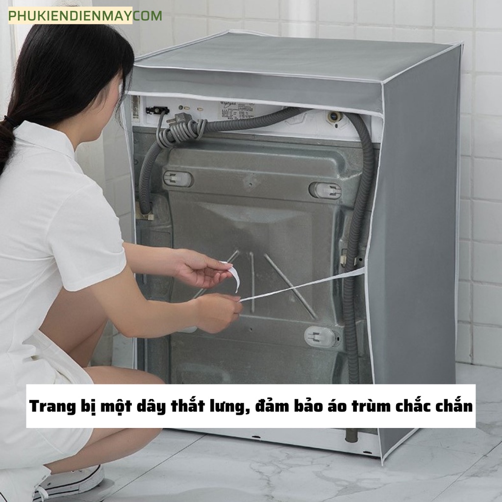 Áo trùm máy giặt cửa ngang, bao trùm máy giặt cửa trước chống mưa - nắng, họa tiết bao trùm máy giặt xinh xắn dễ thương