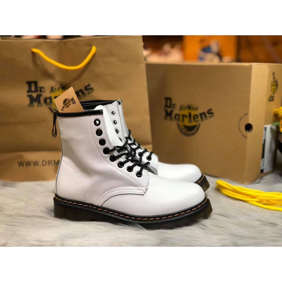 Giày boot (bốt) Da nữ Dr Martens cổ cao màu trắng da siêu mềm đẹp chuẩn cao cấp => 1.1 [GIÁ RẺ SẬP SÀN]