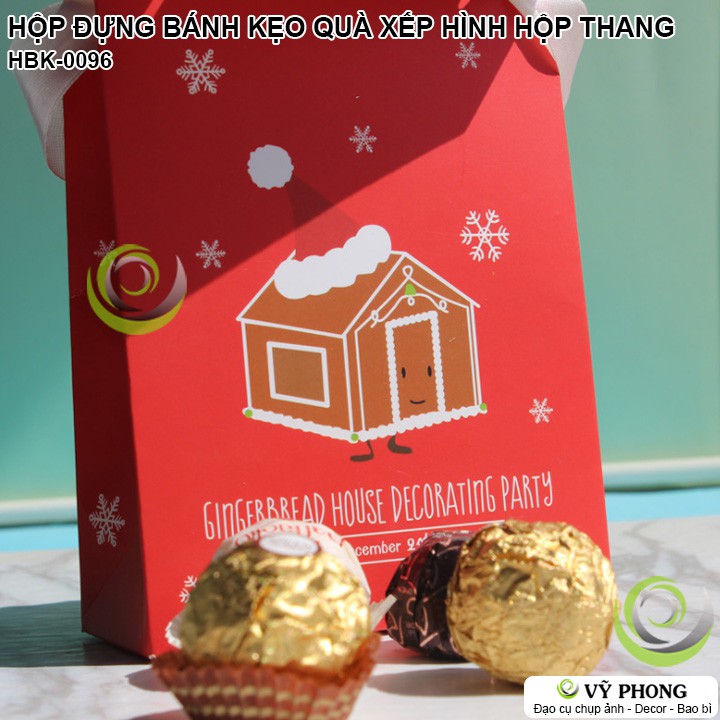 HỘP GIẤY ĐỰNG BÁNH KẸO XẾP HÌNH THANG ĐỰNG QUÀ CÁC DỊP LỄ TẾT NOEL GIÁNG SINH PHONG CÁCH HÀN HBK-0096