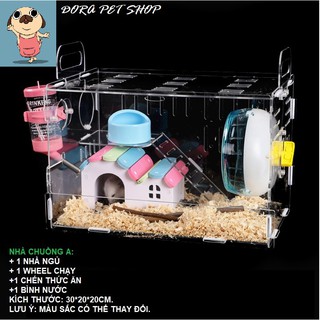 LỒNG MICA TRONG SUỐT CHO HAMSTER- FULL PHỤ KIỆN