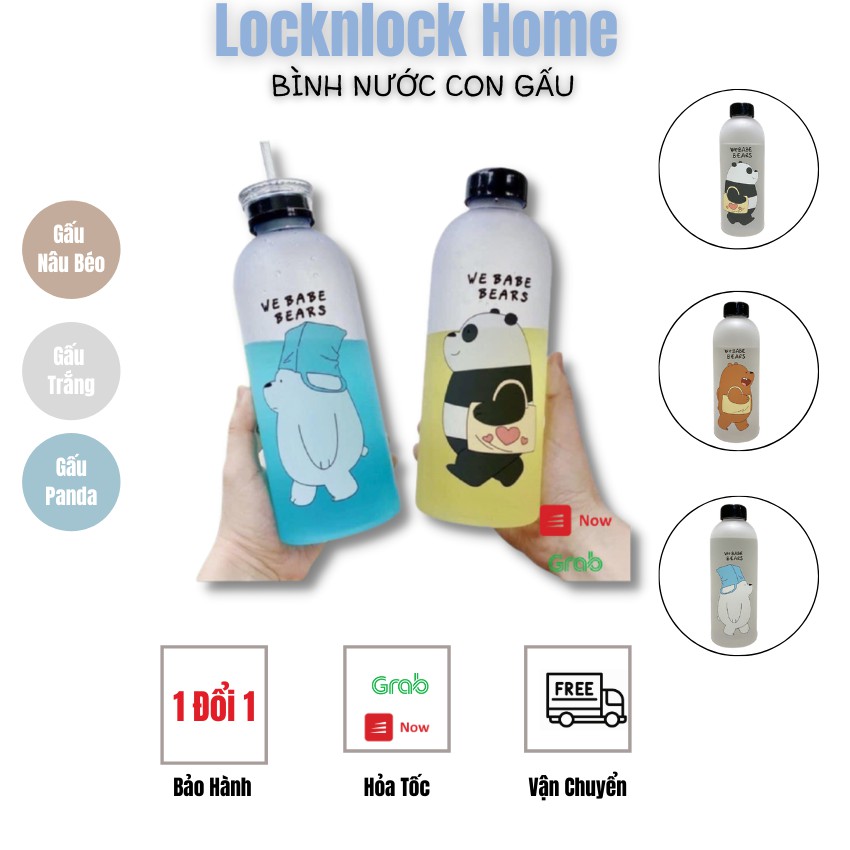 [FREESHIP ] Bình Đựng Nước 1000ml Hàn Quốc ❤️❤️ Nhựa Cao Cấp ❤️❤️ Hình Gấu Bear Cute Kèm Phụ Kiện 7 món - RICKSTORE0