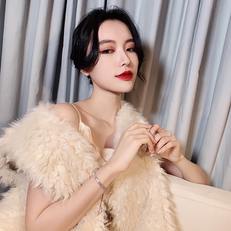 Vòng tay MANYUE đính đá zircon màu kẹo có thể điều chỉnh xinh xắn cho nữ