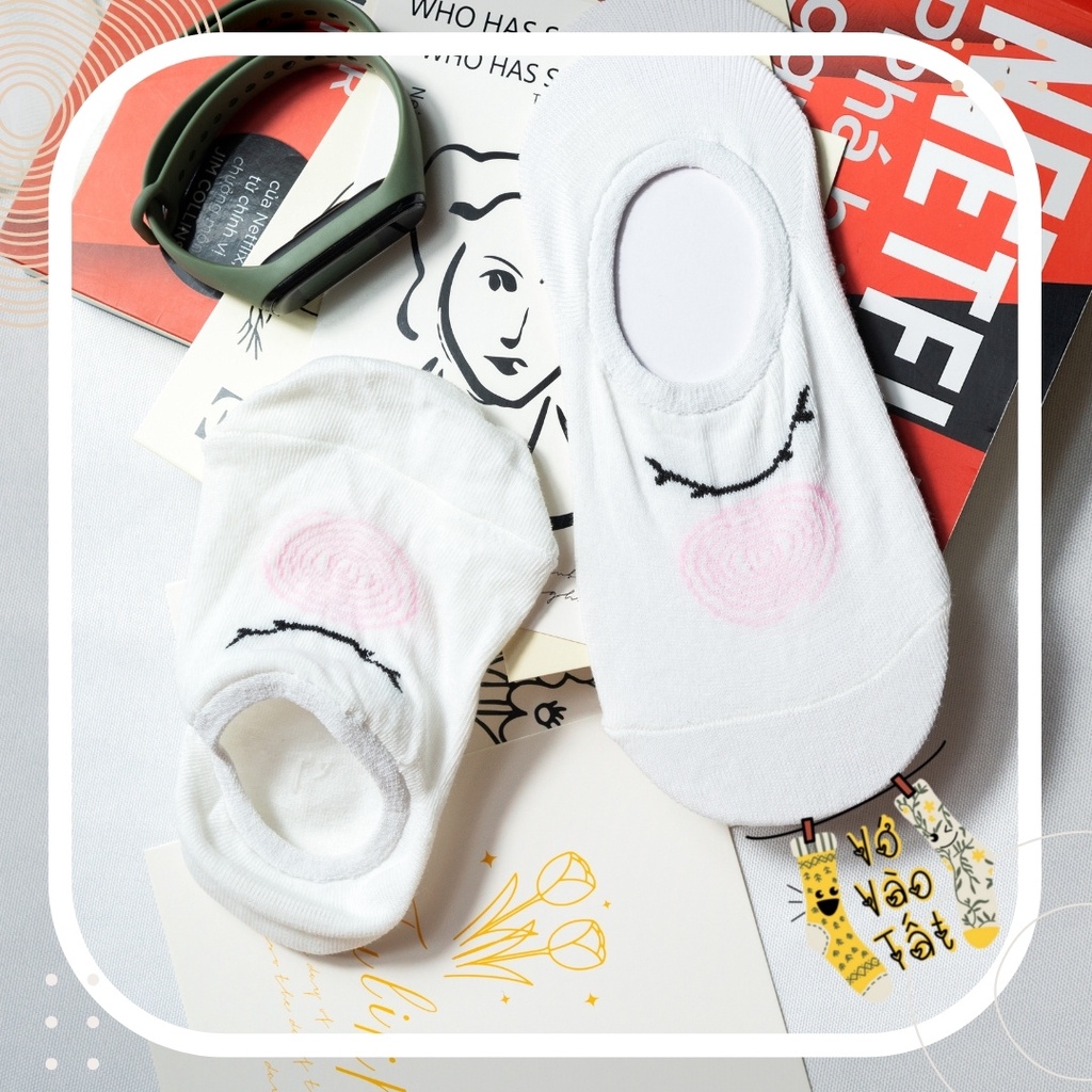 TẤT VỚ NỮ LƯỜI HOẠT HÌNH MÀU TRẮNG