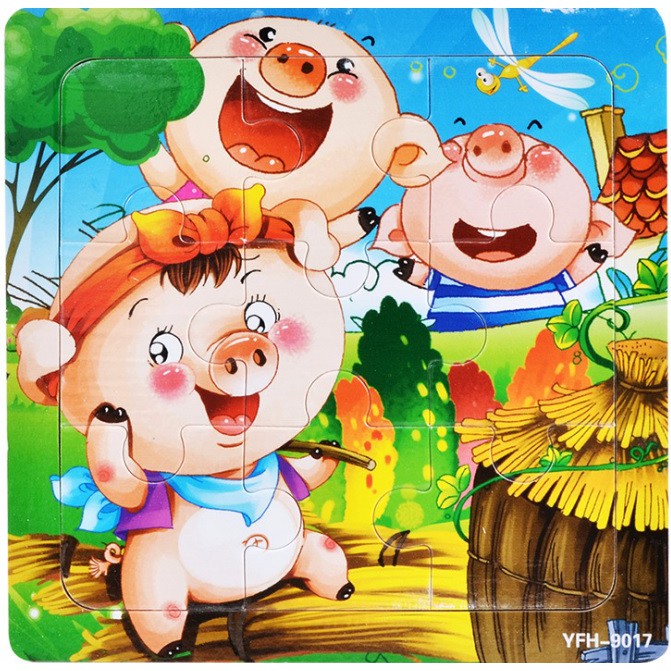 Đồ chơi xếp hình cho bé, đồ chơi puzzle bằng gỗ, 9 mảnh cho trẻ từ 2-6 tuổi