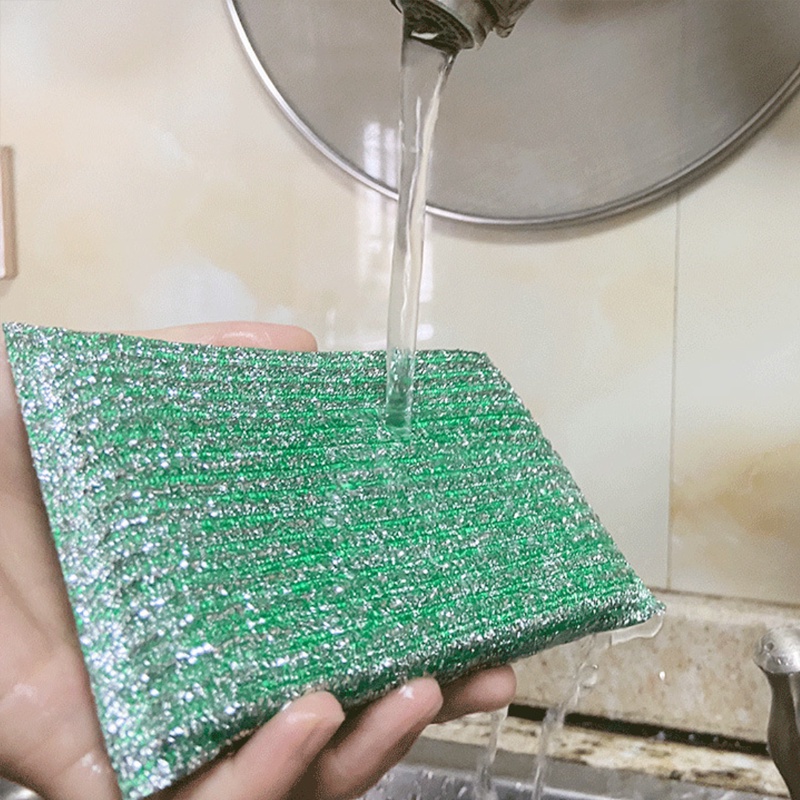 4 Miếng Rửa Chén Siêu Tạo Bọt Miếng Rửa Chén 2 Mặt Dây Thép Siêu Sạch