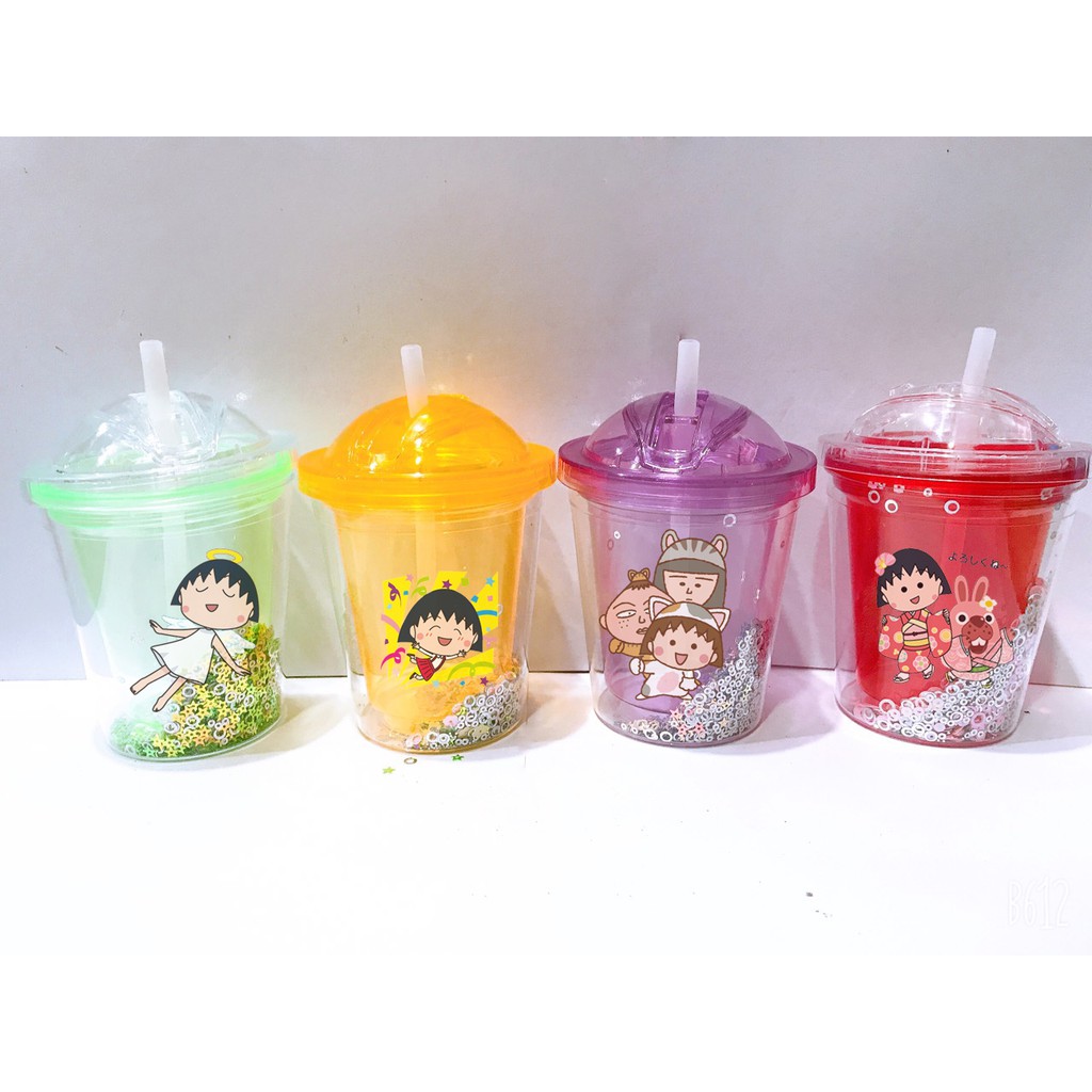 cốc 2 lớp kim tuyến Maruko  CNKI27 cốc giữ nhiệt ly 2 lớp cốc làm lạnh dễ thương 500ml