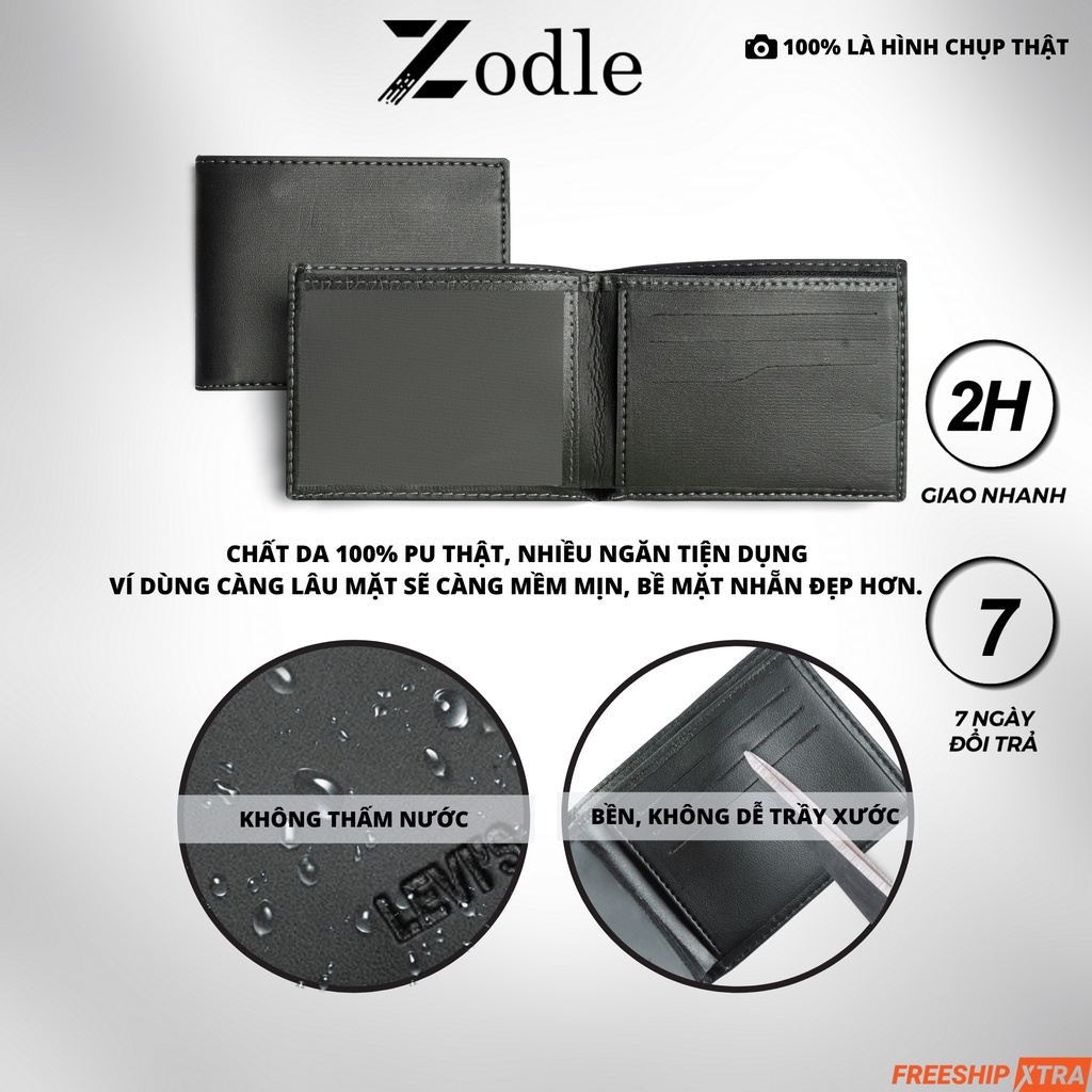 Bóp Ví Da Nam dáng ngang nhiều ngăn cao cấp giá rẻ có khoá kéo siêu bền đẹp thời trang Zodle VN01