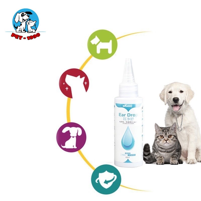 Dung Dịch Nhỏ Tai, Vệ Sinh Tai Ear Drop 60ml Chữa Viêm Tai Giữa Vài Thối Tai Cho Chó Mèo