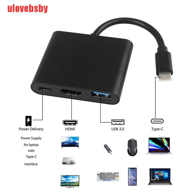 [ulovebsby]Type-c to Hdmi Triple 3 in 1 Multiport Type C to 4K HDMI Delivery Port Converter