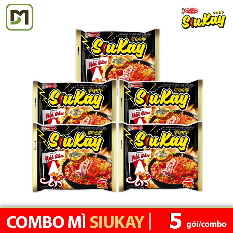 Combo 5 gói mì Siukay 7 cấp độ trọng lượng 128gr gói - Combo trải nghiệm tiện lợi